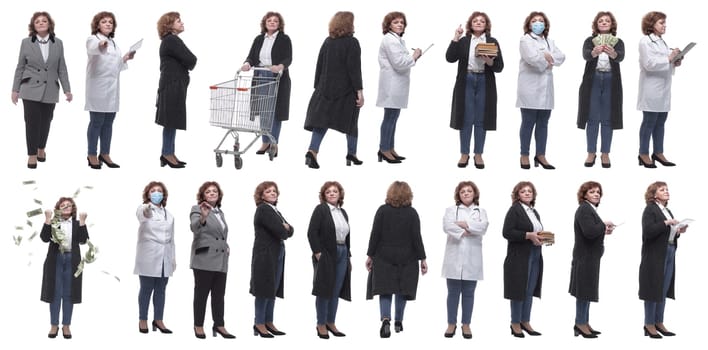 set of images of a woman in full growth. displays many concepts