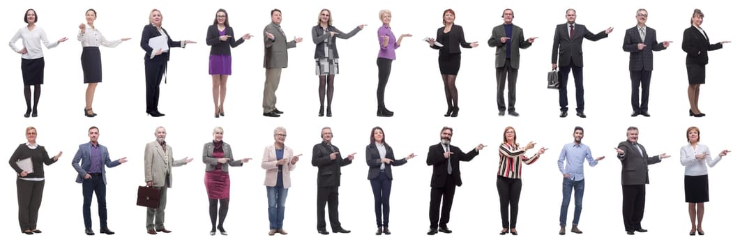 group of business people showing thumbs up isolated on white background