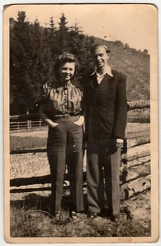 THE CZECHOSLOVAK SOCIALIST REPUBLIC - 1970s: Vintage photo shows young man and woman.