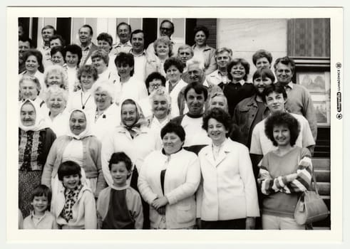 THE CZECHOSLOVAK SOCIALIST REPUBLIC - CIRCA 1980s: Vintage photo shows group of people on vacation.