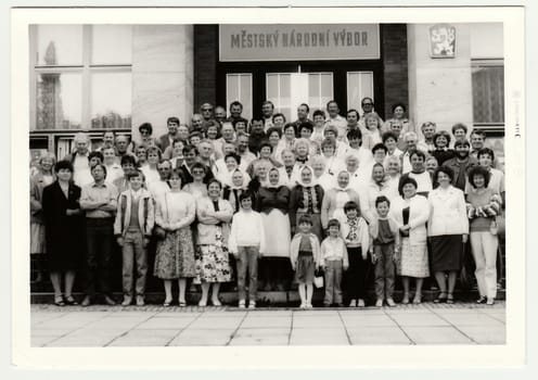 THE CZECHOSLOVAK SOCIALIST REPUBLIC - CIRCA 1980s: Vintage photo shows group of people on vacation.