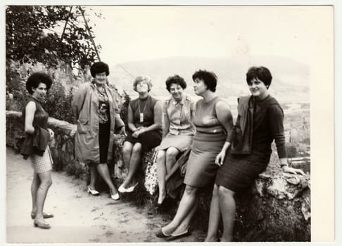 THE CZECHOSLOVAK SOCIALIST REPUBLIC - CIRCA 1960s: Vintage photo shows group of women on vacation.