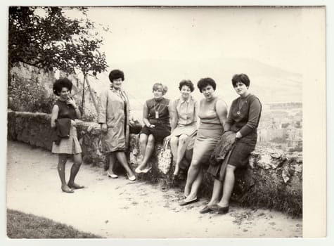 THE CZECHOSLOVAK SOCIALIST REPUBLIC - CIRCA 1960s: Vintage photo shows group of women on vacation.