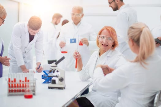 close up. group of doctors and scientists work in the laboratory.