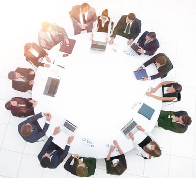 meeting of shareholders of the company at the round - table.the concept of business meetings