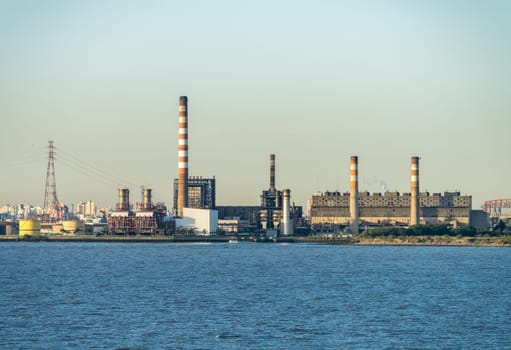 Large electricity generating or power station by the shoreline in Buenos Aires Argentina
