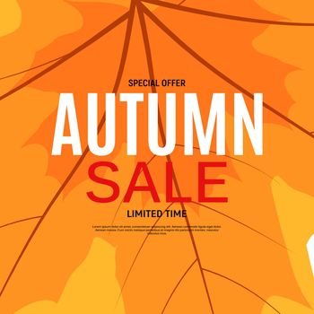 Shiny Autumn Leaves Sale Banner. Business Discount Card. Vector Illustration EPS10