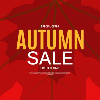 Shiny Autumn Leaves Sale Banner. Business Discount Card. Vector Illustration EPS10