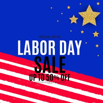 Happy USA Labor Day Sale poster background. Vector illustration EPS10