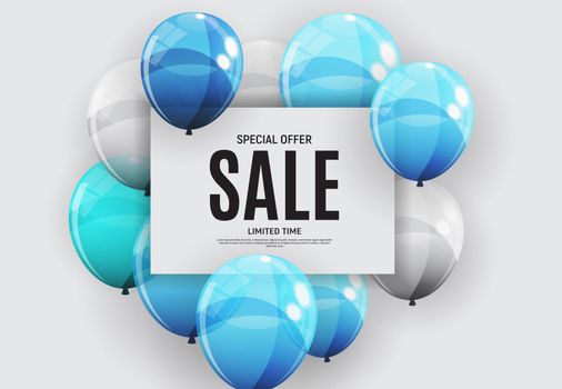 Abstract Designs Sale Banner Template with Balloons. Vector Illustration EPS10