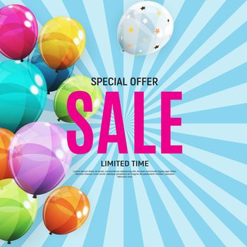 Abstract Designs Sale Banner Template with Balloons. Vector Illustration EPS10