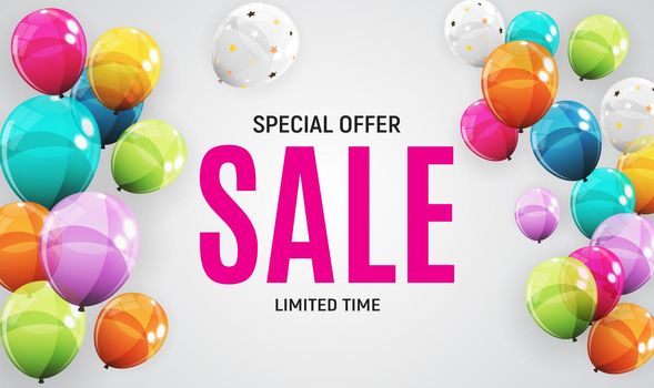 Abstract Designs Sale Banner Template with Balloons. Vector Illustration EPS10