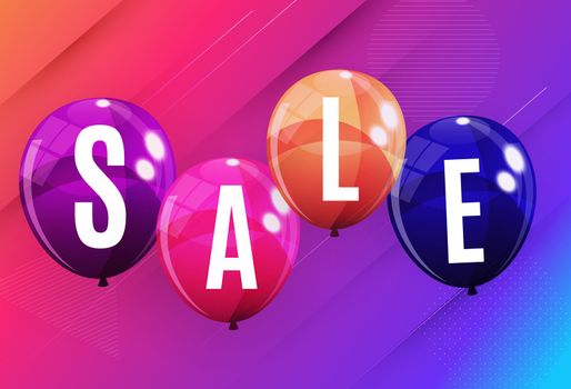 Abstract Designs Sale Banner Template with Balloons. Vector Illustration EPS10