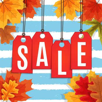 Shiny Autumn Leaves Sale Banner. Business Discount Card. Vector Illustration EPS10