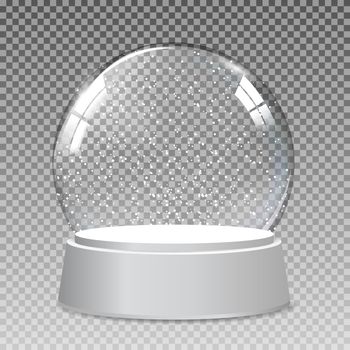 Snow realistic transparent glass globe for Christmas and New Year gift.Vector Illustration EPS10