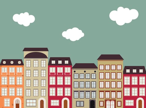 Little Town in retro Style. Vector Illustration EPS10