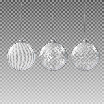 Glass Transparent Christmas Ball with Snow. Vector Illustration EPS10