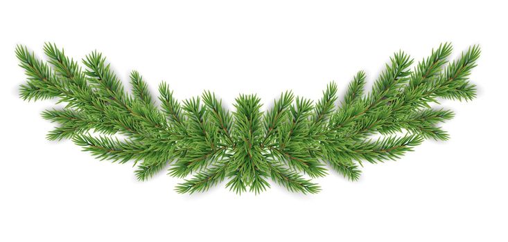 Christmas and New year realistic garland of fir branches. Vector Illustration. EPS 10