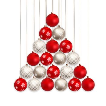 3d Christmas balls for holiday new year design on white background. Vector illustration. EPS10