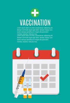 Vaccination concept flat background. Medical awareness flu, polio influenza poster. Vector Illustration EPS10