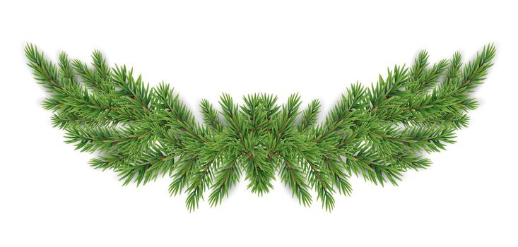 Christmas and New year realistic garland of fir branches. Vector Illustration. EPS 10