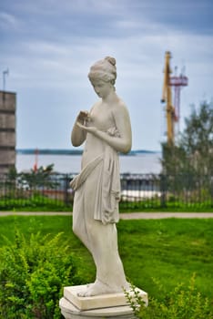 Statue of Venus with a butterfly in Alleya Statuy of Ermitazh-Vyborg, Vyborg, Russia.