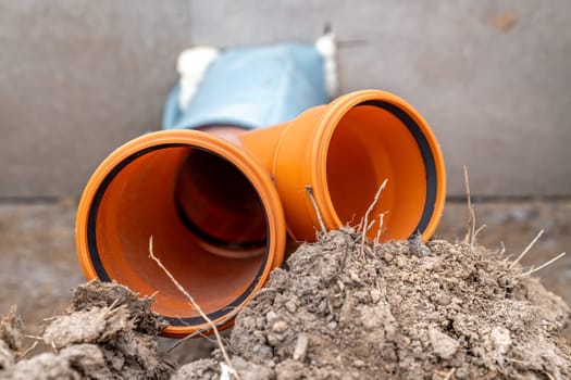 plastic water pipes into the ground.