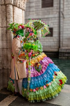 VENICE, ITALY - Febrary 17 2023: The masks of the Venice carnival 2023