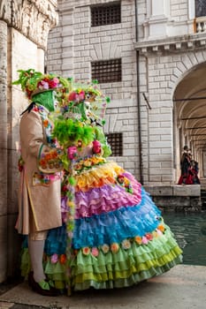 VENICE, ITALY - Febrary 17 2023: The masks of the Venice carnival 2023