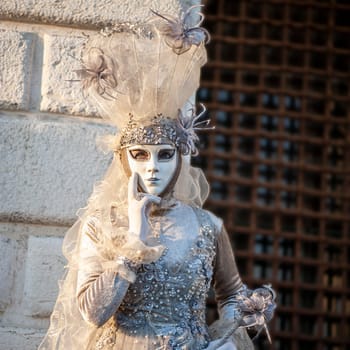 VENICE, ITALY - Febrary 14 2023: The masks of the Venice carnival 2023