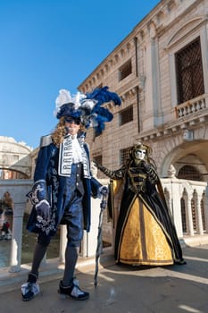 VENICE, ITALY - Febrary 15 2023: The masks of the Venice carnival 2023