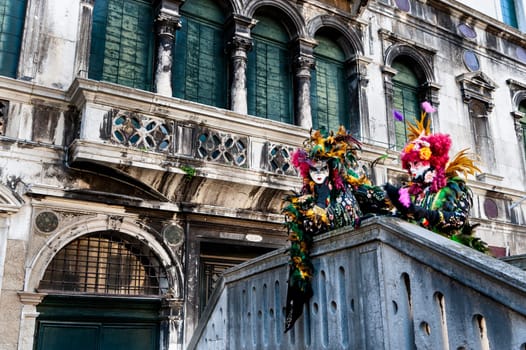 VENICE, ITALY - Febrary 15 2023: The masks of the Venice carnival 2023