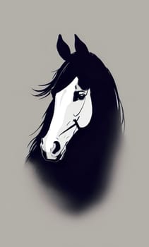 Illustration of a horse head silhouette on background.