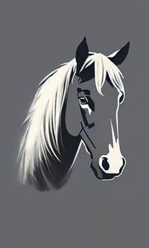 Illustration of a horse head silhouette on background.