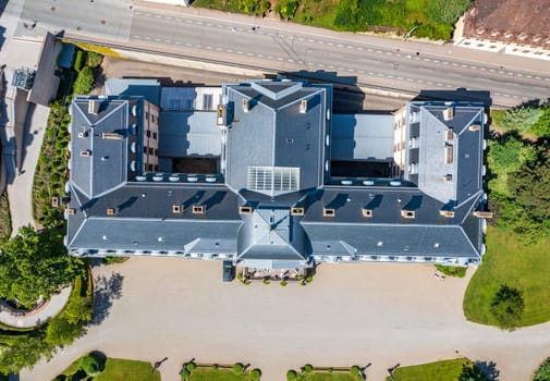 Aerial top view of the Schloss Donaueschingen