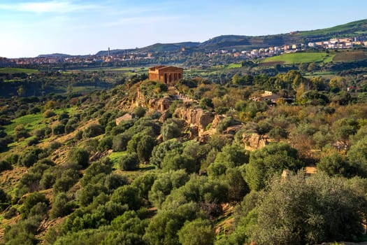 The famous Temple of Concordia in the Valley of Temples near Agrigento, Sicily, Italy