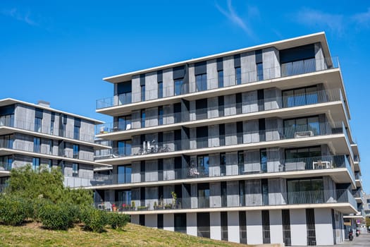 New apartment buildings in a housing development area in Badalona, Spain