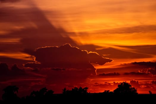 Beautiful Dramatic orange sunset and sunrise sky with clound nature background