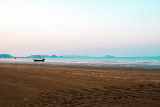 Panorama  scenatic  view of seascape  with trsditional fishing boat and beautiful blue ocean South East Asia Thailand