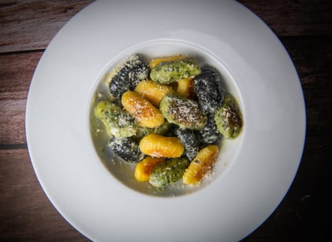 Multicoloured gnocci potato peru italian food, Homemade, High quality photo
