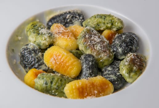 Multicoloured gnocci potato peru italian food, Homemade, High quality photo