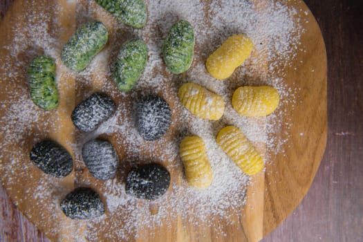 Multicoloured gnocci potato peru italian food, Homemade, High quality photo