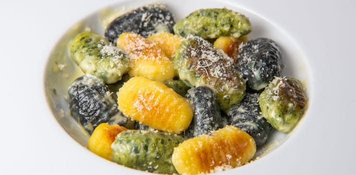 Multicoloured gnocci potato peru italian food, Homemade, High quality photo