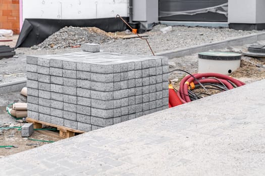 concrete blocks for the construction of sidewalks and roads.