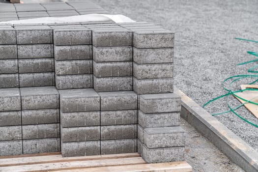 concrete blocks for the construction of sidewalks and roads.