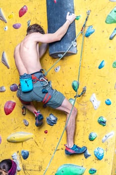 climbers on artificial climbing walls. High quality photo