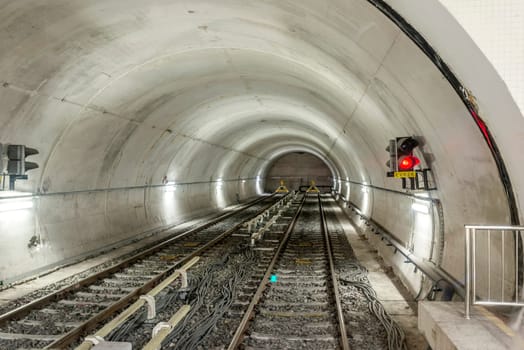 Underground train tunnel, blurred motion