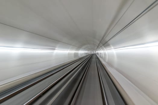 Underground train tunnel, blurred motion