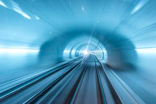 Underground train tunnel, blurred motion