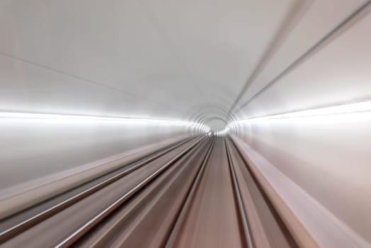 Underground train tunnel, blurred motion